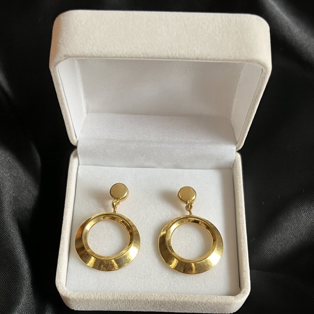 Vintage Signed Trifari Gold-Tone Dangle Post Earrings